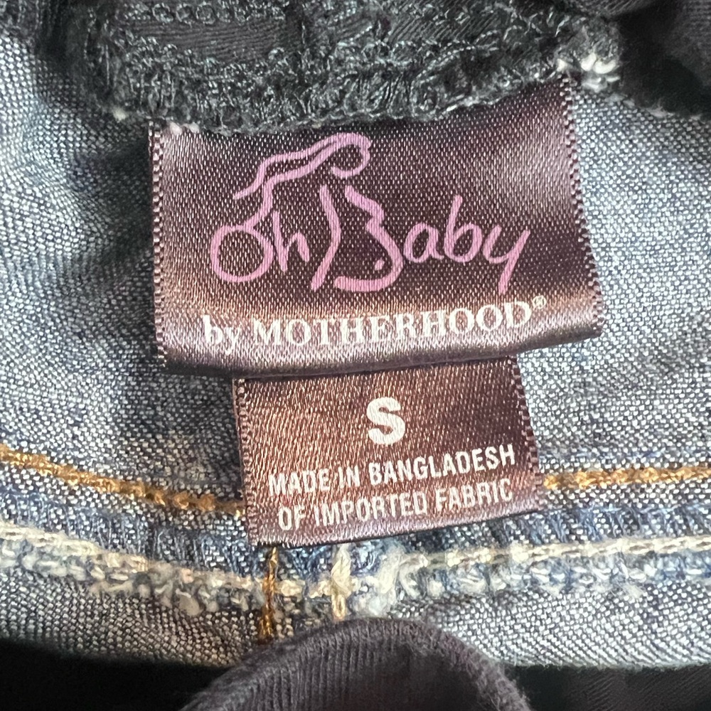 OH BABY BY MOTHERHOOD BLUE JEAN SHORTS WITH ELASTIC WAISTBAND SIZE S - Picture 2 of 4